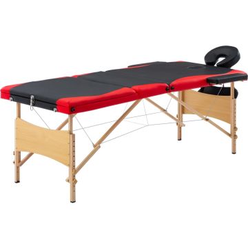 vidaXL-Massagetafel-inklapbaar-3-zones-hout-zwart-en-rood