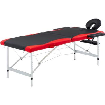 vidaXL-Massagetafel-inklapbaar-2-zones-aluminium-zwart-en-rood