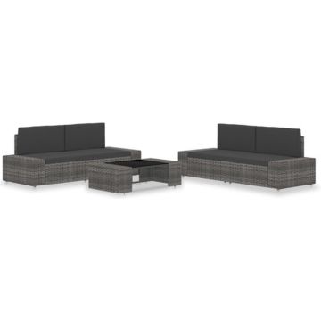 vidaXL 5-delige Loungeset poly rattan grijs