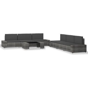 vidaXL 7-delige Loungeset poly rattan grijs