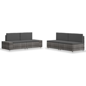 vidaXL 4-delige Loungeset poly rattan grijs