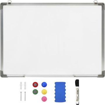 vidaXL Whiteboard magnetisch 70x50 cm staal wit