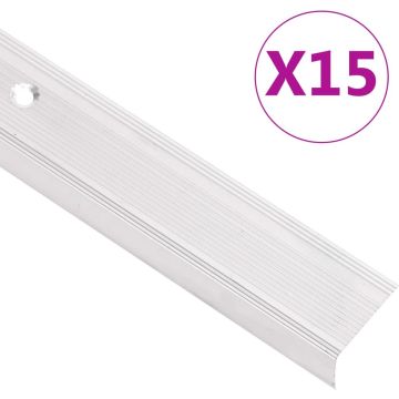 vidaXL Trapneuzen L-vormig 15 st 90 cm aluminium zilverkleurig