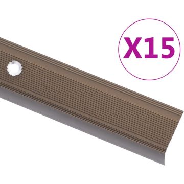 vidaXL Trapneuzen L-vormig 15 st 90 cm aluminium bruin