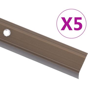 vidaXL Trapneuzen L-vormig 5 st 134 cm aluminium bruin