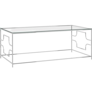 vidaXL Salontafel 120x60x45 cm roestvrij staal en glas zilverkleurig