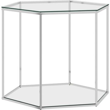 vidaXL Salontafel 60x53x50 cm roestvrij staal en glas zilverkleurig