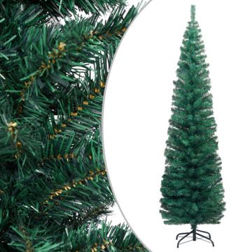 vidaXL Kunstkerstboom met standaard smal 210 cm PVC groen