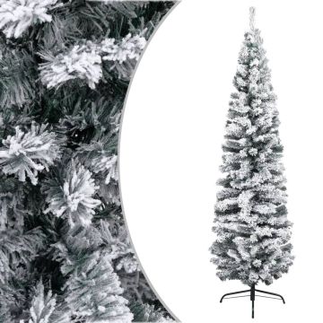 vidaXL Kunstkerstboom met sneeuw smal 180 cm PVC groen