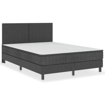 vidaXL Boxspring stof donkergrijs 160x200 cm