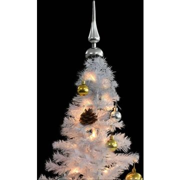 vidaXL Kunstkerstboom met kerstballen en LED's 210 cm wit