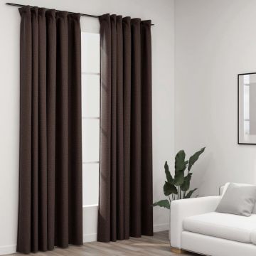 vidaXL Gordijnen linnen-look verduisterend haken 2 st 140x225 cm taupe