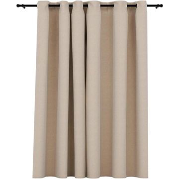 vidaXL Gordijn linnen-look verduisterend met ogen 290x245 cm beige