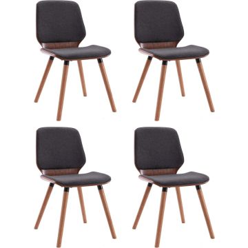 vidaXL Eetkamerstoelen 4 st stof grijs