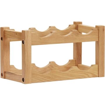 vidaXL Wijnrek voor 6 flessen 37x21x21 cm massief eikenhout