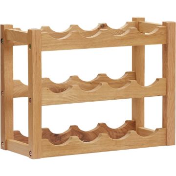 vidaXL Wijnrek voor 12 flessen 47x21x36 cm massief eikenhout