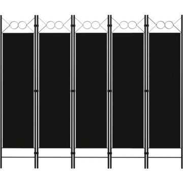 vidaXL Kamerscherm met 5 panelen 200x180 cm zwart