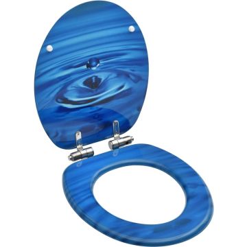 vidaXL Toiletbril met soft-close deksel waterdruppel MDF blauw