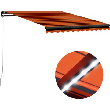 vidaXL Luifel handmatig uittrekbaar met LED 300x250 cm oranje en bruin