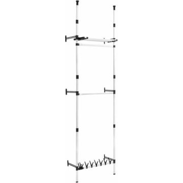 vidaXL Kledingkastsysteem met stangen en schap telescopisch aluminium