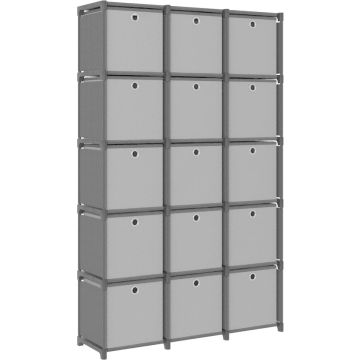 vidaXL Kast met 15 vakken met boxen 103x30x175,5 cm stof zwart