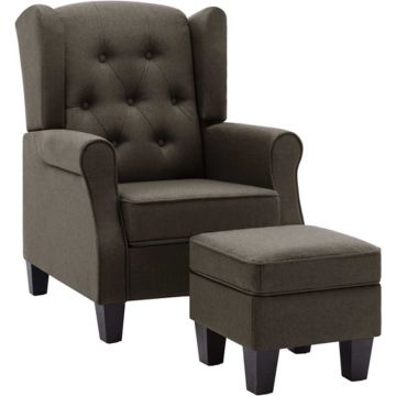 vidaXL Fauteuil met voetenbankje stof taupe