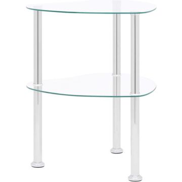 vidaXL Bijzettafel 2-laags 38x38x50 cm gehard glas transparant