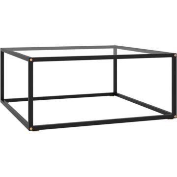 vidaXL Salontafel met gehard glas 80x80x35 cm zwart