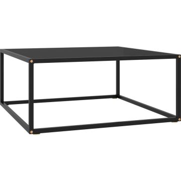 vidaXL Salontafel met zwart glas 80x80x35 cm zwart