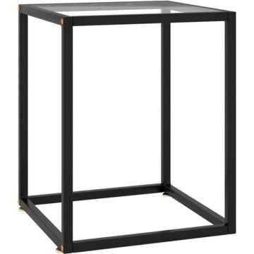 vidaXL Salontafel met gehard glas 40x40x50 cm zwart