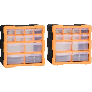 vidaXL Organisers met 12 lades 2 st 26,5x16x26 cm