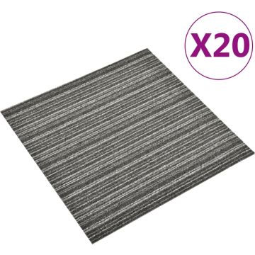 vidaXL Tapijttegels 20 st 5 m² 50x50 cm gestreept antraciet