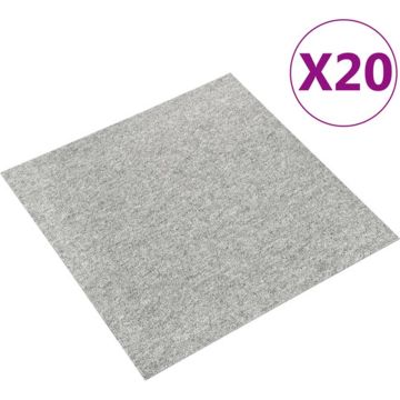 vidaXL Tapijttegels 20 st 5 m² 50x50 cm lichtgrijs