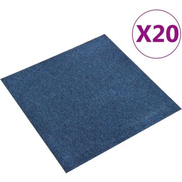 vidaXL Tapijttegels 20 st 5 m² 50x50 cm donkerblauw