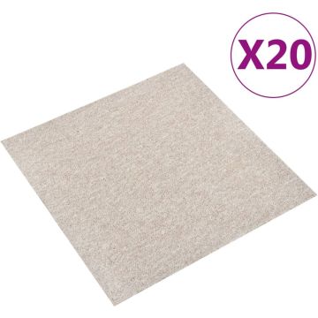 vidaXL Tapijttegels 20 st 5 m² 50x50 cm lichtbeige