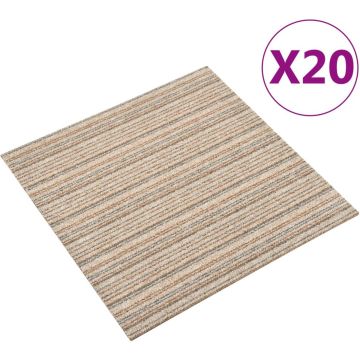 vidaXL Tapijttegels 20 st 5 m² 50x50 cm gestreept beige