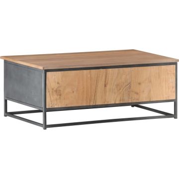 vidaXL Salontafel 90x50x35 cm massief acaciahout grijs