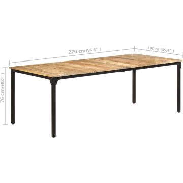 vidaXL Eettafel 220x100x76 cm ruw mangohout