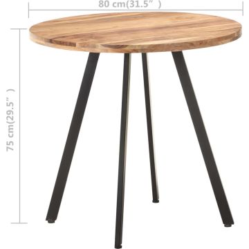 vidaXL Eettafel 80 cm massief acaciahout