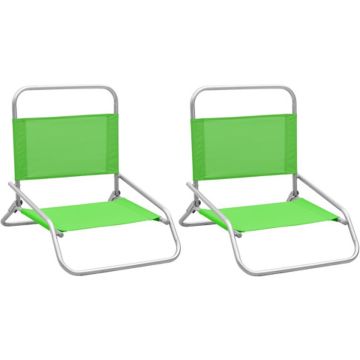 vidaXL Strandstoelen 2 st inklapbaar stof groen