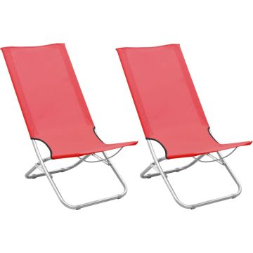 vidaXL Strandstoelen 2 st inklapbaar stof rood