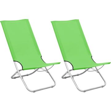 vidaXL Strandstoelen 2 st inklapbaar stof groen