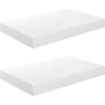 vidaXL Wandschappen zwevend 2 st 40x23x3,8 cm MDF hoogglans wit