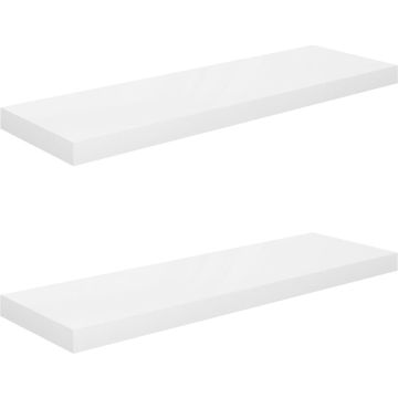 vidaXL Wandschappen zwevend 2 st 80x23,5x3,8 cm MDF hoogglans wit