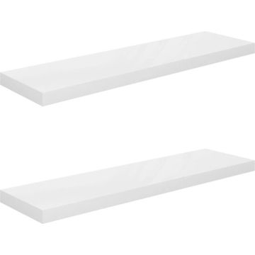 vidaXL Wandschappen zwevend 2 st 90x23,5x3,8 cm MDF hoogglans wit