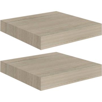 vidaXL Wandschappen zwevend 2 st 23x23,5x3,8 cm MDF eikenkleurig