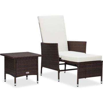 vidaXL 2-delige Loungeset met kussens poly rattan bruin