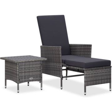 vidaXL 2-delige Loungeset met kussens poly rattan grijs