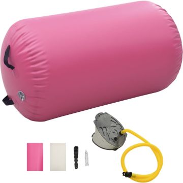 vidaXL Gymnastiekrol met pomp opblaasbaar 100x60 cm PVC roze