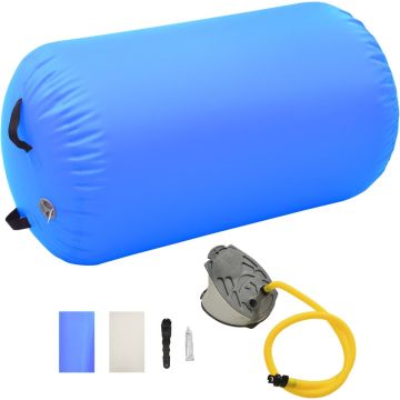 vidaXL Gymnastiekrol met pomp opblaasbaar 100x60 cm PVC blauw